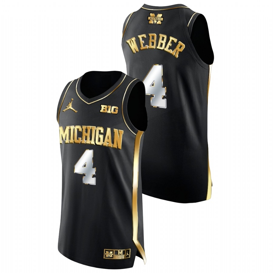 Michigan Wolverines Men's NCAA Chris Webber #4 Black Golden Diamond Edition College Basketball Jersey GDW0049XV